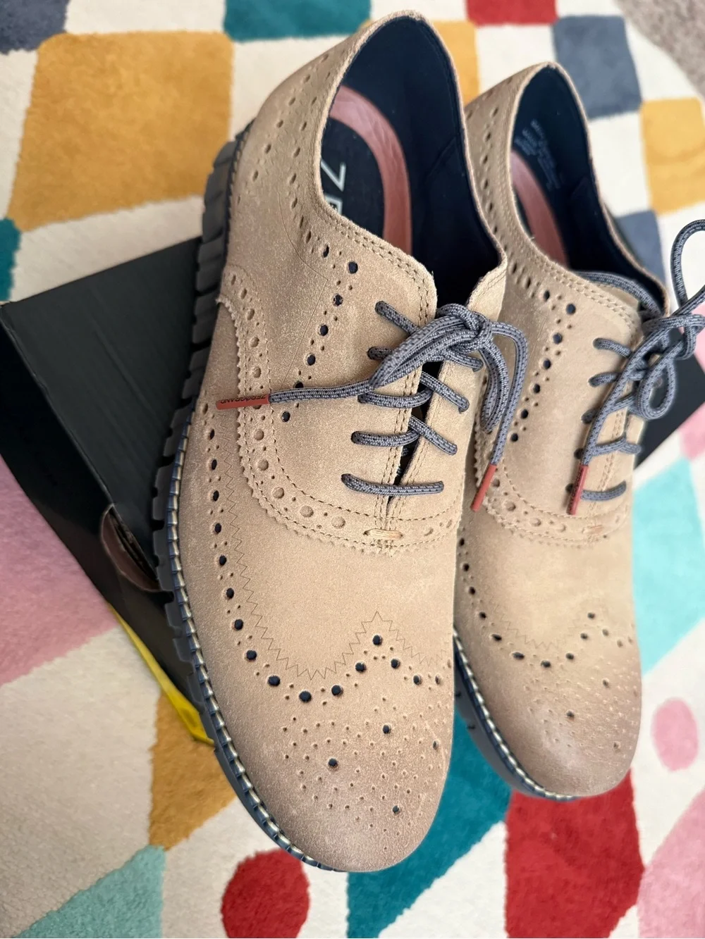 Cole Haan Zerogrand Wingtip Ox - Birch/Charcoal Grey - Size 9